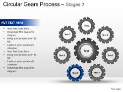 Circular gears flowchart process diagram stages 7 and ppt templates 0412