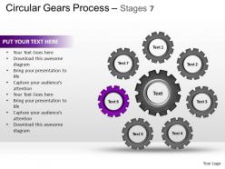 Circular gears flowchart process diagram stages 7 and ppt templates 0412