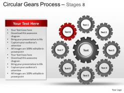 Circular gears flowchart process diagram stages 8 and ppt templates 0412