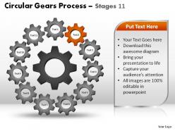 Circular gears process stages 11 powerpoint slides