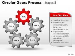 Circular gears process stages 5 powerpoint slides