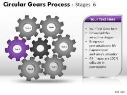 Circular gears process stages 6 powerpoint slides