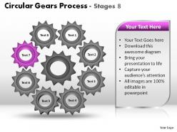 Circular gears process stages 8 powerpoint slides