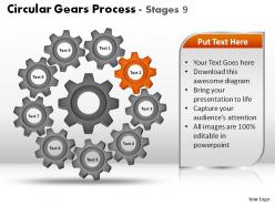 Circular gears process stages 9 powerpoint slides