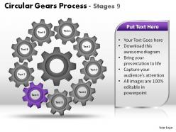 Circular gears process stages 9 powerpoint slides
