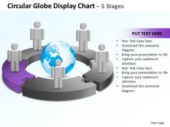 Circular globe display chart 5 stages powerpoint diagrams presentation slides graphics 0912