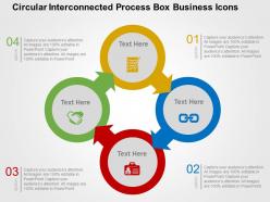 Circular interconnected process box business icons flat powerpoint design
