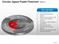 Circular jigsaw puzzle flowchart process diagram style 1 ppt templates 0412