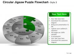 Circular jigsaw puzzle flowchart process diagram style 3 ppt templates 0412