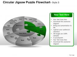 Circular jigsaw puzzle flowchart process diagram style 3 ppt templates 0412