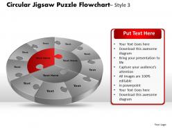 Circular jigsaw puzzle flowchart process diagram style 6