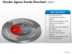 Circular jigsaw puzzle flowchart process diagram style 7