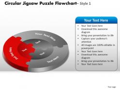 Circular jigsaw puzzle flowchart process diagram style 7