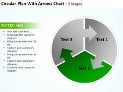 Circular plan with arrows pointing into other pie chart parts chart 3 stages powerpoint templates 0712