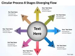 circular process 8 stages diverging flow Cycle PowerPoint Slides