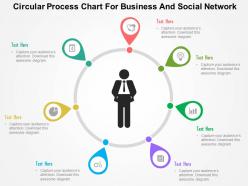 Circular process chart for business and social network flat powerpoint design
