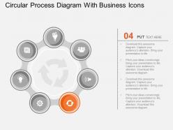 Circular process diagram with business icons flat powerpoint design