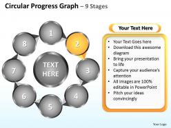 Circular progress graph 9 stages powerpoint diagrams presentation slides graphics 0912