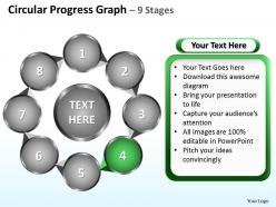 Circular progress graph 9 stages powerpoint diagrams presentation slides graphics 0912
