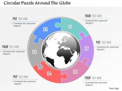 Circular puzzle around the globe powerpoint template
