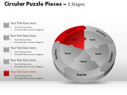Circular puzzle pieces 5 stages powerpoint slides