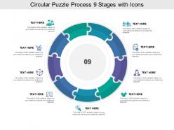 Circular puzzle process 09 stages with icons