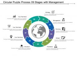 Circular puzzle process 09 stages with management and structure