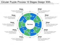 Circular puzzle process 10 stages design with numbers