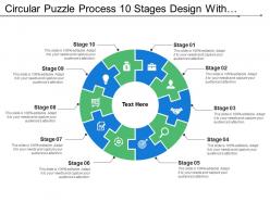 Circular puzzle process 10 stages design with symbols