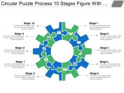 Circular puzzle process 10 stages figure with gears