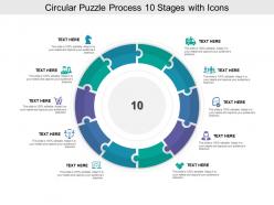 Circular puzzle process 10 stages with icons