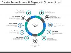 Circular puzzle process 11 stages with circle and icons