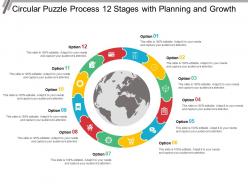 Circular puzzle process 12 stages with planning and growth