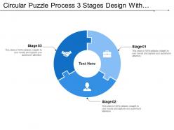 Circular puzzle process 3 stages design with symbols