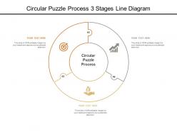 Circular puzzle process 3 stages line diagram