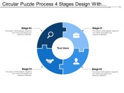 Circular puzzle process 4 stages design with symbols