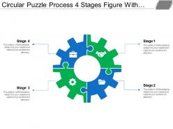 Circular puzzle process 4 stages figure with gears