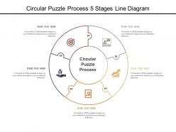 Circular puzzle process 5 stages line diagram