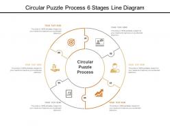 Circular puzzle process 6 stages line diagram
