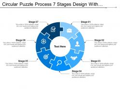 Circular puzzle process 7 stages design with symbols