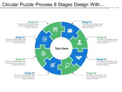 Circular puzzle process 8 stages design with symbols