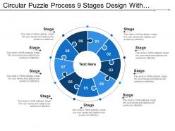 Circular puzzle process 9 stages design with numbers
