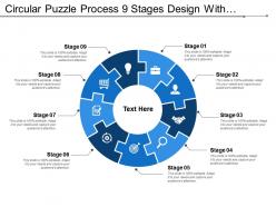 Circular puzzle process 9 stages design with symbols
