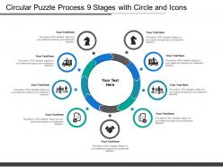 Circular puzzle process 9 stages with circle and icons