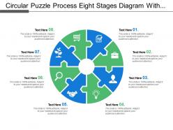 Circular puzzle process eight stages diagram with text