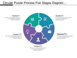 Circular puzzle process five stages diagram with text