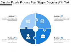 Circular puzzle process four stages diagram with text