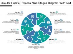 Circular puzzle process nine stages diagram with text