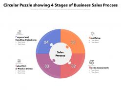 Circular puzzle showing 4 stages of business sales process