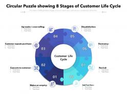 Circular puzzle showing 8 stages of customer life cycle